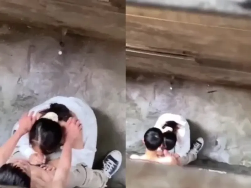 Quay lén nữ học sinh bú chim anh yêu ở khe nhà